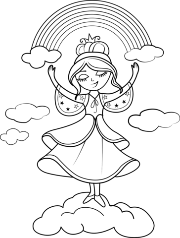 Rainbow Princess Coloring Page